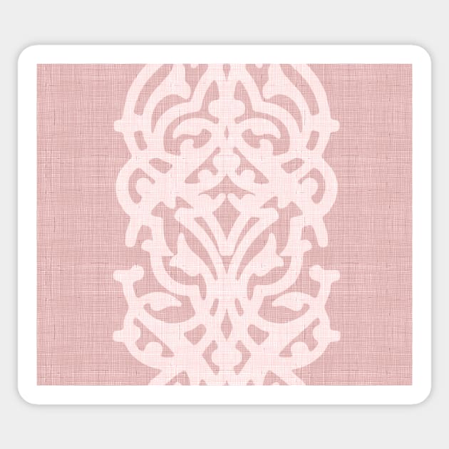 Pink linen whit white damask Sticker by BessoChicca